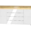 Buffet 2 Portes 4 Tiroirs LED Inclus Teo Blanc Et Bois