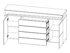 Buffet 2 Portes 4 Tiroirs LED Inclus Teo Blanc Et Bois -Mobilia Boutique buffet 14055437