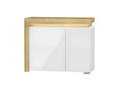 Buffet 2 Portes LED Inclus Teo Blanc Et Bois