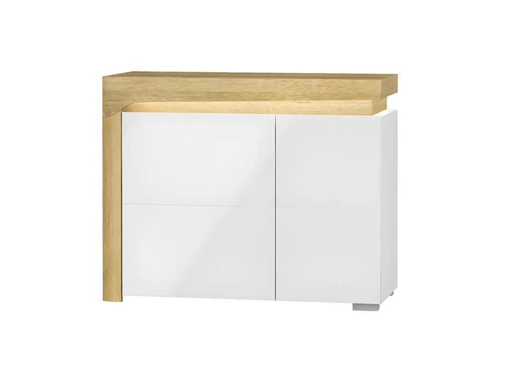 Buffet 2 Portes LED Inclus Teo Blanc Et Bois 3 Buffet 2 Portes LED Inclus Teo Blanc Et Bois