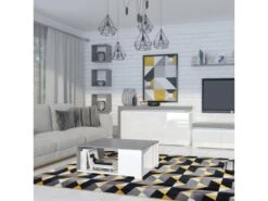 Buffet 3 Portes LED Inclus Teo Blanc Et Gris -Mobilia Boutique buffet 14055513