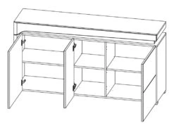 Buffet 3 Portes LED Inclus Teo Blanc Et Gris -Mobilia Boutique buffet 14055515