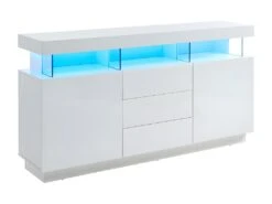 Buffet 3 Tiroirs Et 2 Portes Avec LEDs En MDF - Blanc Laqué - FABIO II -Mobilia Boutique buffet 1414545