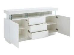 Buffet 3 Tiroirs Et 2 Portes Avec LEDs En MDF - Blanc Laqué - FABIO II -Mobilia Boutique buffet 1414555
