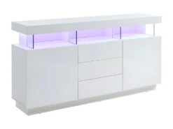 Buffet 3 Tiroirs Et 2 Portes Avec LEDs En MDF - Blanc Laqué - FABIO II -Mobilia Boutique buffet 1414557