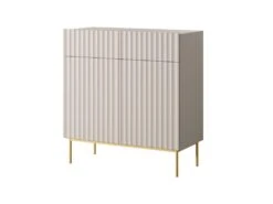 Buffet Haut Avec 2 Portes Et 2 Tiroirs En MDF Et Acier - Beige Et Doré - EVILANA -Mobilia Boutique buffet 14178171