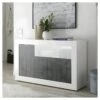 Buffet 3 Portes 1 Niche Blanc/Béton Ciré Foncé - LUBIO -Mobilia Boutique buffet 14340837