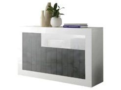 Buffet 3 Portes 1 Niche Blanc/Béton Ciré Foncé - LUBIO 6 Buffet 3 Portes 1 Niche Blanc/Béton Ciré Foncé - LUBIO -Mobilia Boutique buffet 14340839