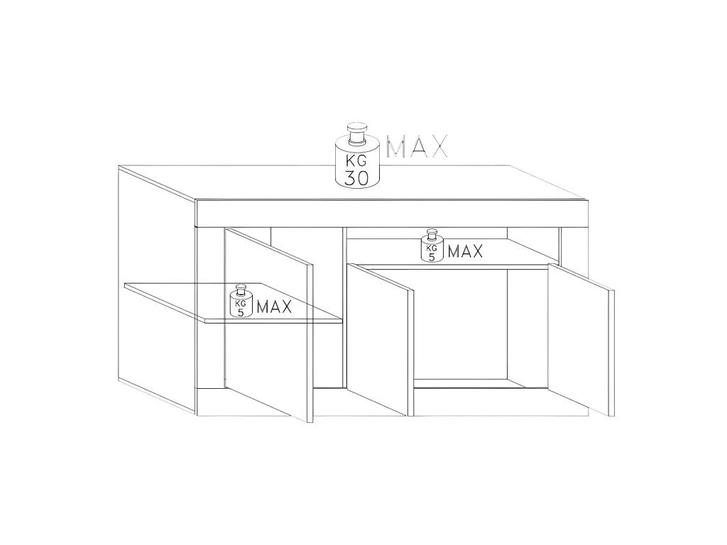 Buffet 3 Portes 1 Niche Blanc/Béton Ciré Foncé - LUBIO 5 Buffet 3 Portes 1 Niche Blanc/Béton Ciré Foncé - LUBIO – Image 3