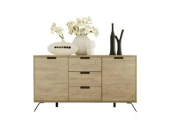 Buffet 2 Portes 3 Tiroirs Chêne Clair - PALERME -Mobilia Boutique buffet 14340877