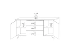 Buffet 2 Portes 3 Tiroirs Chêne Clair - PALERME -Mobilia Boutique buffet 14340881