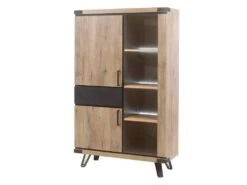 Argentier 3 Portes ChĂȘne Miel/MĂ©tal - ANGELE