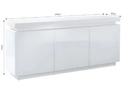 Buffet à LED ODYSSEE Laqué Blanc Brillant 3 Portes 170cm -Mobilia Boutique buffet 14409817