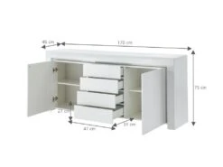 Buffet à LED SUZANE Laqué Blanc Brillant 170cm -Mobilia Boutique buffet 14409857