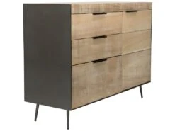 CLEMENCE - Buffet 3 Tiroirs 1 Porte Bois Teck Et Pieds Métal -Mobilia Boutique buffet 14651917