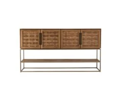 ALIDA - Buffet En Bois De Teck Recyclé 4 Portes En Tissage De Bambou -Mobilia Boutique buffet 14652159