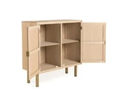 ADELE - Buffet 2 Portes Toile De Jute Pieds Métal Doré -Mobilia Boutique buffet 14652221