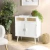 SANDRO - Buffet Blanc 2 Portes 2 Tiroirs Cannage Naturel -Mobilia Boutique buffet 14657269