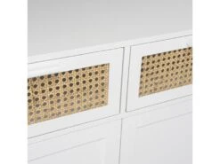 SANDRO - Buffet Blanc 2 Portes 2 Tiroirs Cannage Naturel -Mobilia Boutique buffet 14657277
