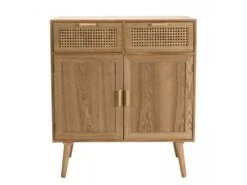 ROMEO - Buffet Couleur Naturelle 2 Tiroirs 2 Portes Bois Cannage -Mobilia Boutique buffet 14657351