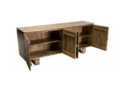 IRENE - Buffet Bois Manguier 177x45cm 4 Portes 2 étagères Motifs Noirs Goa -Mobilia Boutique buffet 14657485