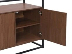 Buffet Avec 3 Portes En MDF, Verre Trempé Et Métal - Naturel Foncé - CAMATA -Mobilia Boutique buffet 14816855