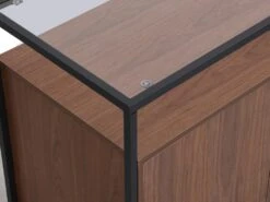 Buffet Avec 3 Portes En MDF, Verre Trempé Et Métal - Naturel Foncé - CAMATA -Mobilia Boutique buffet 14816857