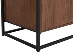 Buffet Avec 3 Portes En MDF, Verre Trempé Et Métal - Naturel Foncé - CAMATA -Mobilia Boutique buffet 14816859