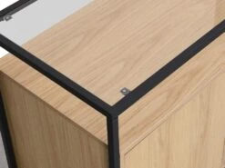 Buffet Avec 3 Portes En MDF, Verre Trempé Et Métal - Naturel Clair - CAMATA -Mobilia Boutique buffet 14973445