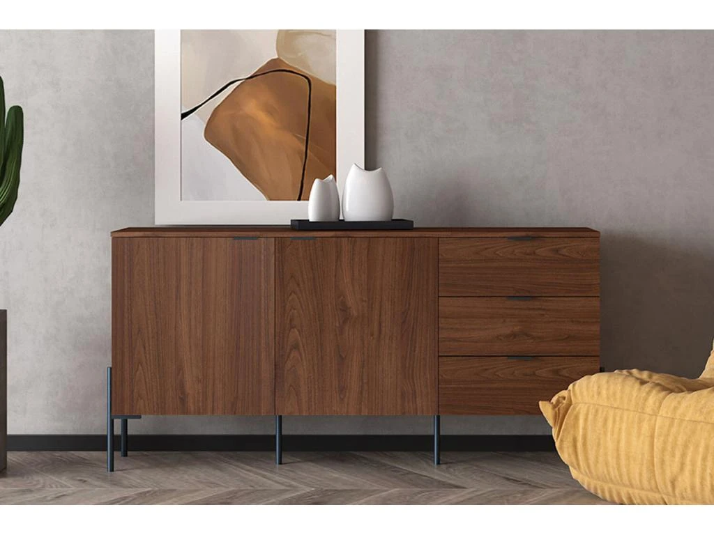 VANCOUVER - Buffet En Bois Vintage Avec 2 Placards Et 3 Tiroirs 4 VANCOUVER - Buffet En Bois Vintage Avec 2 Placards Et 3 Tiroirs – Image 2