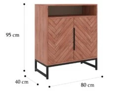 Buffet 2 Portes Et 1 Niche - Bois D'acacia Et Métal - Naturel Et Noir - VEDILA -Mobilia Boutique buffet 15698127