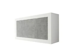Buffet COMETE - 3 Portes - Blanc Laqué Et Béton -Mobilia Boutique buffet 15893417
