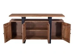 Buffet Avec 4 Portes Et 1 étagère En Bois D'acacia Et Métal - Naturel Clair Et Noir - ADIXIA -Mobilia Boutique buffet 16579771