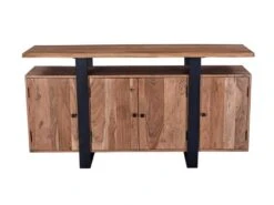 Buffet Avec 4 Portes Et 1 étagère En Bois D'acacia Et Métal - Naturel Clair Et Noir - ADIXIA -Mobilia Boutique buffet 16579773