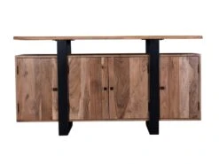 Buffet Avec 4 Portes Et 1 étagère En Bois D'acacia Et Métal - Naturel Clair Et Noir - ADIXIA -Mobilia Boutique buffet 16579775