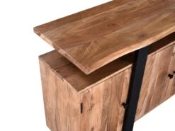 Buffet Avec 4 Portes Et 1 étagère En Bois D'acacia Et Métal - Naturel Clair Et Noir - ADIXIA -Mobilia Boutique buffet 16579791