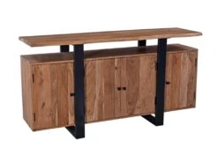 Buffet Avec 4 Portes Et 1 étagère En Bois D'acacia Et Métal - Naturel Clair Et Noir - ADIXIA -Mobilia Boutique buffet 16579807