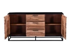 Buffet Avec 3 Tiroirs Et 2 Portes En Bois D'acacia Et Métal - Naturel Foncé Et Noir - ALYONA -Mobilia Boutique buffet 16580667