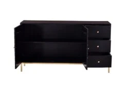 Buffet Avec 2 Portes Et 3 Tiroirs En Bois De Manguier Et Métal - Noir Et Doré - ANALIMY 14 Buffet Avec 2 Portes Et 3 Tiroirs En Bois De Manguier Et Métal - Noir Et Doré - ANALIMY -Mobilia Boutique buffet 16582145