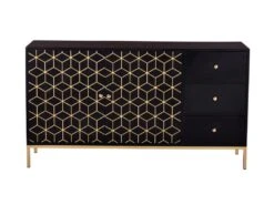 Buffet Avec 2 Portes Et 3 Tiroirs En Bois De Manguier Et Métal - Noir Et Doré - ANALIMY 13 Buffet Avec 2 Portes Et 3 Tiroirs En Bois De Manguier Et Métal - Noir Et Doré - ANALIMY -Mobilia Boutique buffet 16582169