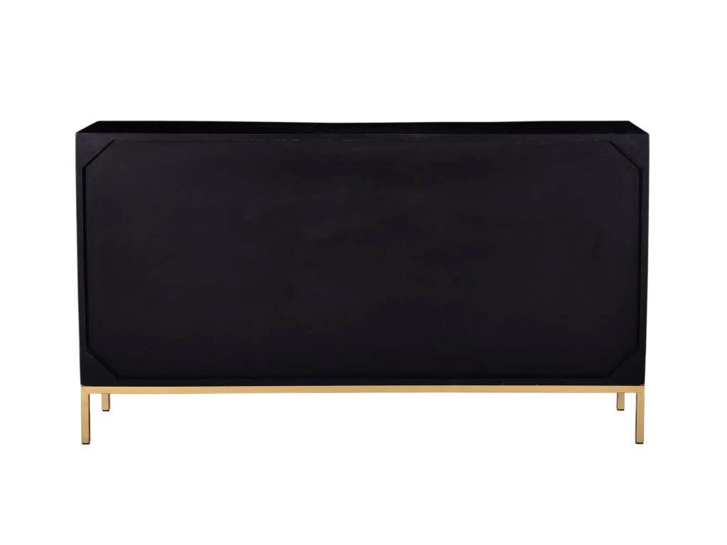 Buffet Avec 2 Portes Et 3 Tiroirs En Bois De Manguier Et Métal - Noir Et Doré - ANALIMY 7 Buffet Avec 2 Portes Et 3 Tiroirs En Bois De Manguier Et Métal - Noir Et Doré - ANALIMY – Image 5