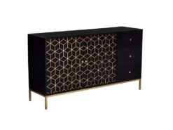 Buffet Avec 2 Portes Et 3 Tiroirs En Bois De Manguier Et Métal - Noir Et Doré - ANALIMY 16 Buffet Avec 2 Portes Et 3 Tiroirs En Bois De Manguier Et Métal - Noir Et Doré - ANALIMY -Mobilia Boutique buffet 16582189