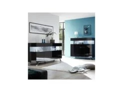 Buffet 4 Portes Laqué Noir à LEDs - TARENTE N°2 11 Buffet 4 Portes Laqué Noir à LEDs - TARENTE N°2 -Mobilia Boutique buffet 17623117