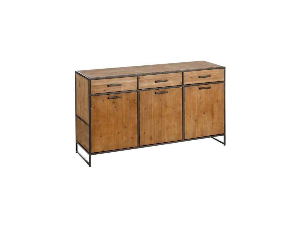 Buffet 3 Portes 3 Tiroirs Bois/Métal - CINCINNATI 3 Buffet 3 Portes 3 Tiroirs Bois/Métal - CINCINNATI