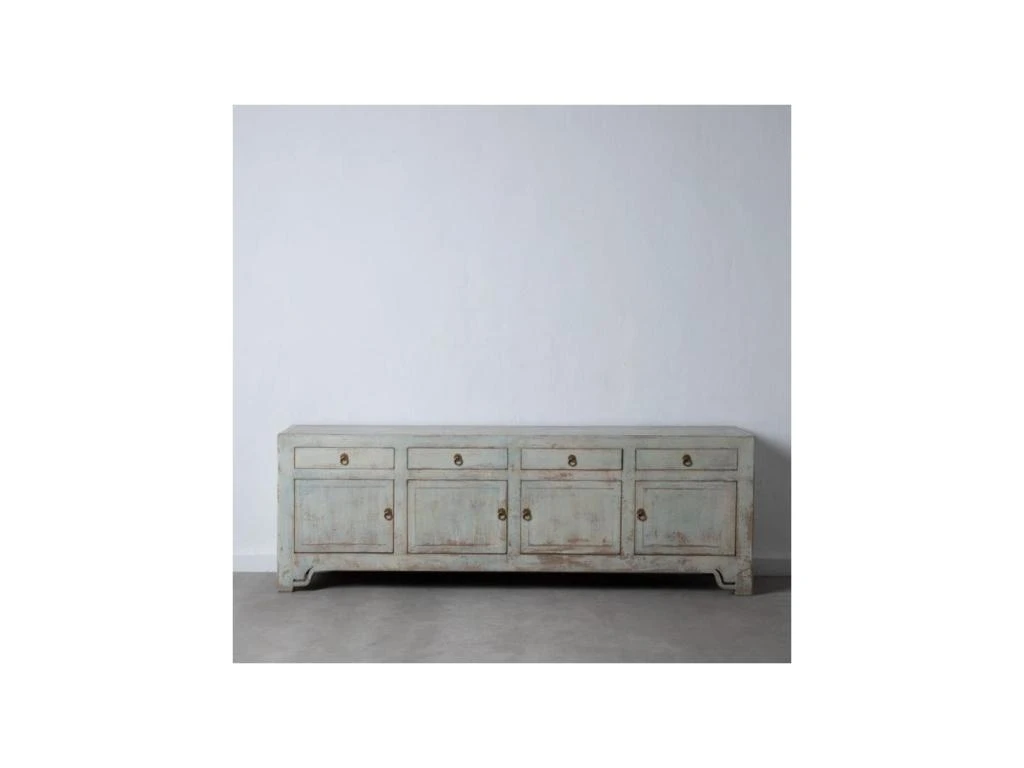 Buffet 4 Tiroirs 4 étagères Bois/Bleu - VANINA 4 Buffet 4 Tiroirs 4 étagères Bois/Bleu - VANINA – Image 2