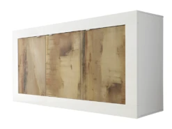 Buffet 3 Portes Blanc/Planches Bois - MATERA -Mobilia Boutique buffet 17623975