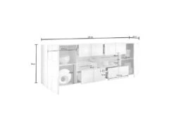 Buffet 2 Portes 4 Tiroirs Laqué Blanc Brillant LED's - TICATO -Mobilia Boutique buffet 17624037