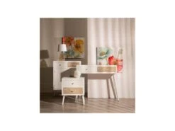 Meuble D'entrée 1 Porte 5 Tiroirs Bois Clair/Blanc - PRIMAVERA -Mobilia Boutique buffet 17624071