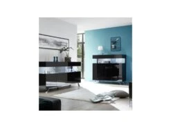 Buffet 3 Portes Laqué Noir à LEDs - TARENTE N°2 -Mobilia Boutique buffet 17624385