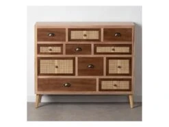 Meuble D'entrée 11 Tiroirs Bois/Rotin - BISCUIT 10 Meuble D'entrée 11 Tiroirs Bois/Rotin - BISCUIT -Mobilia Boutique buffet 17624479